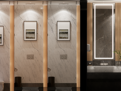 Public Bathroom Interior Scene -B3 Model 3D
