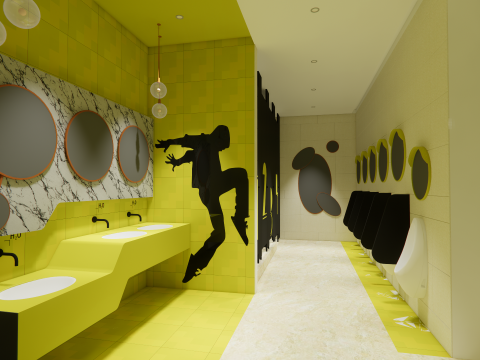 Public Bathroom Interior Scene -B3 Model 3D