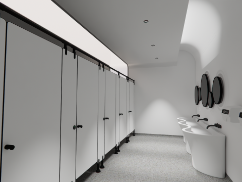 Public Bathroom Interior Scene -B3 Model 3D