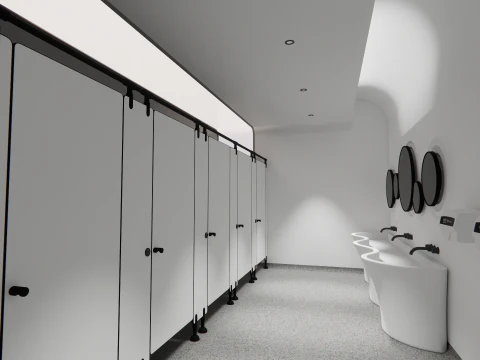 Public Bathroom Interior Scene -B3 3D Model