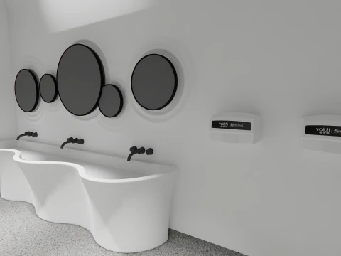 Public Bathroom Interior Scene -B3 3D Model