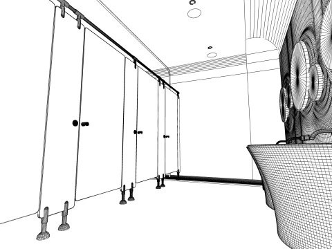Public Bathroom Interior Scene -B3 3D Model