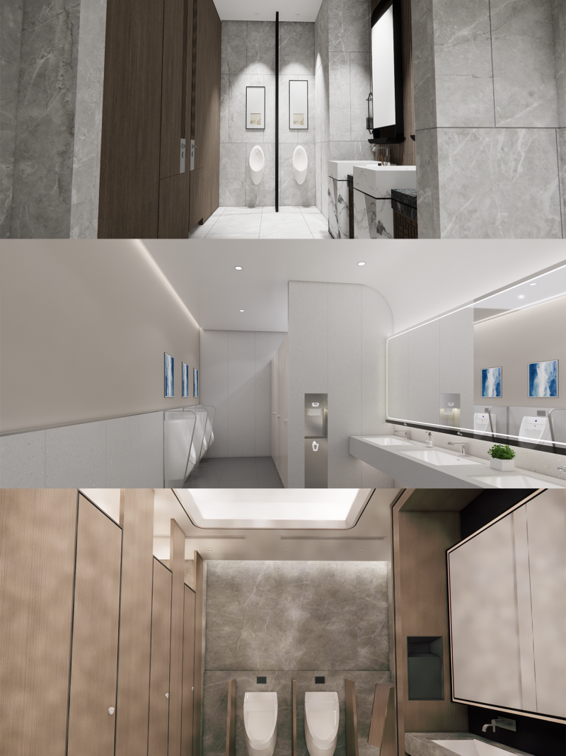 Public Bathroom Interior Scene -B4 Model 3D .c4d .max .obj .3ds .fbx .stl .blend