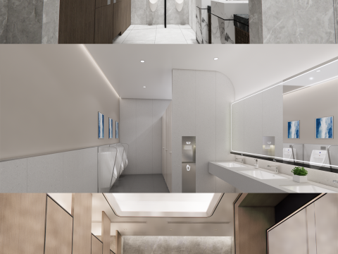 Public Bathroom Interior Scene -B4 Model 3D