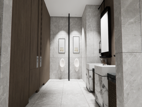 Public Bathroom Interior Scene -B4 Model 3D