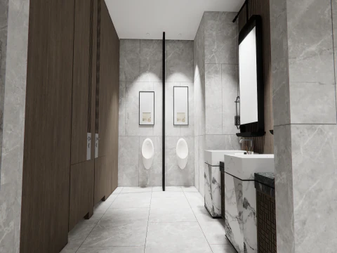 Public Bathroom Interior Scene -B4 3D Model