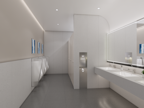 Public Bathroom Interior Scene -B4 Model 3D