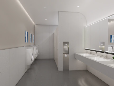 Public Bathroom Interior Scene -B4 3D Model