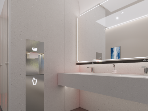Public Bathroom Interior Scene -B4 Model 3D