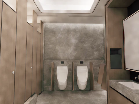 Public Bathroom Interior Scene -B4 3D Model