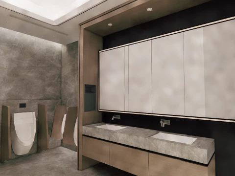 Public Bathroom Interior Scene -B4 3D Model