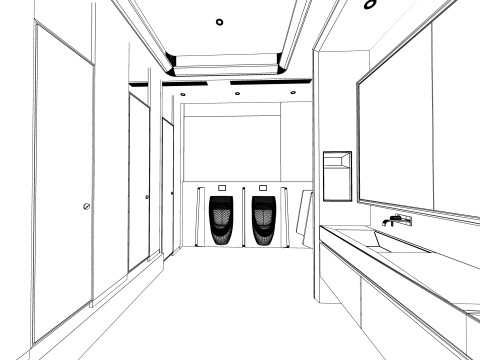 Public Bathroom Interior Scene -B4 Model 3D