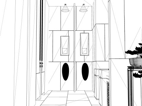 Public Bathroom Interior Scene -B4 Model 3D