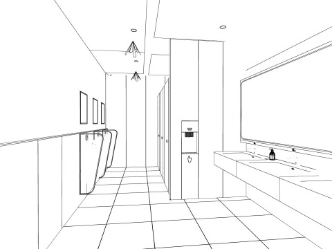 Public Bathroom Interior Scene -B4 3D Model