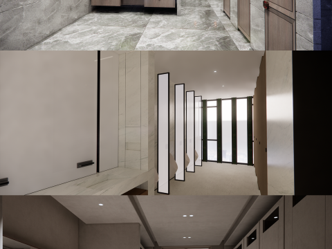 Public Bathroom Interior Scene -B5 Model 3D