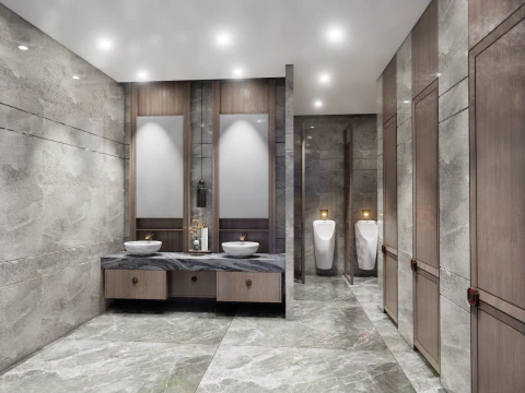 Public Bathroom Interior Scene -B5 3D Model