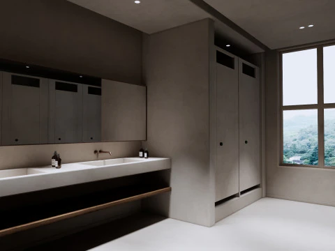 Public Bathroom Interior Scene -B5 3D Model