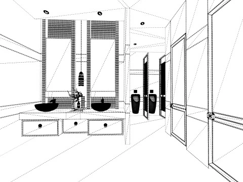Public Bathroom Interior Scene -B5 3D Model
