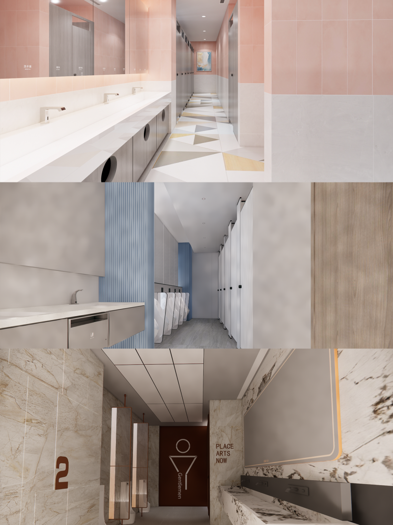 Public Bathroom Interior Scene -B6 3D 模型 .c4d .max .obj .3ds .fbx .stl .blend