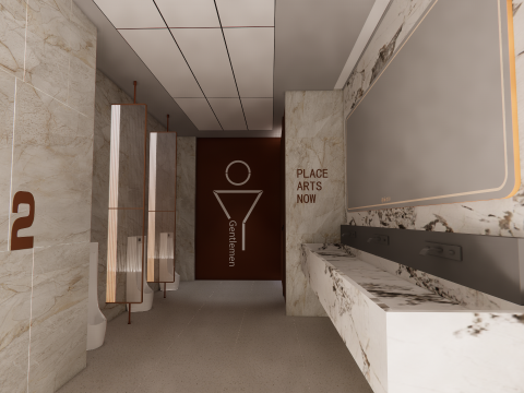 Public Bathroom Interior Scene -B6 3D Model