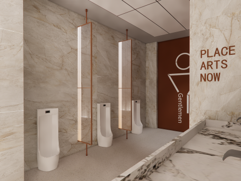 Public Bathroom Interior Scene -B6 3D Model