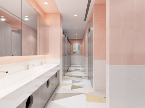 Public Bathroom Interior Scene -B6 3D Model