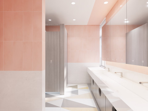 Public Bathroom Interior Scene -B6 3D Model