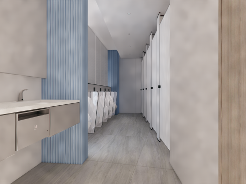 Public Bathroom Interior Scene -B6 3D Model