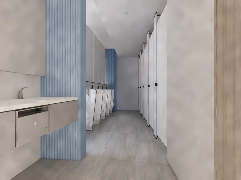 Public Bathroom Interior Scene -B6 3D Model