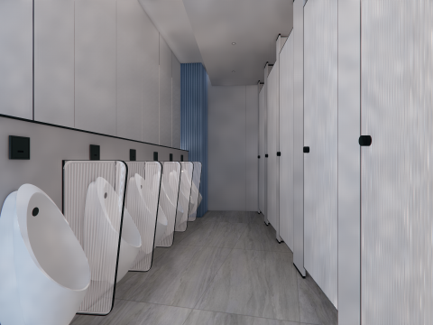 Public Bathroom Interior Scene -B6 3D Model