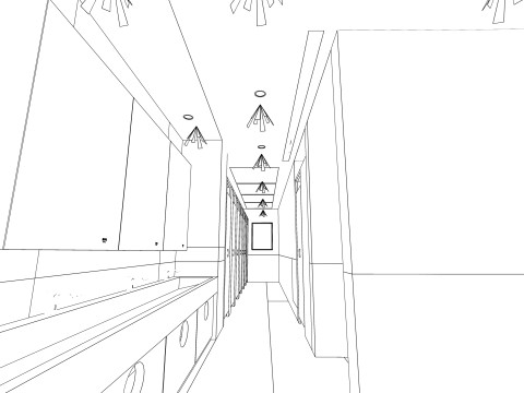 Public Bathroom Interior Scene -B6 3D Model