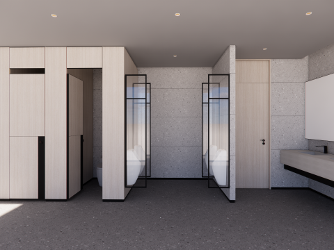 Public Bathroom Interior Scene -B7 Model 3D