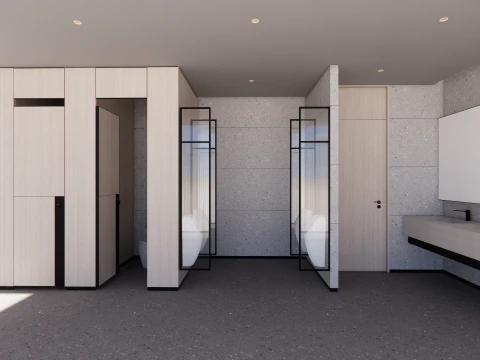 Public Bathroom Interior Scene -B7 3D Model
