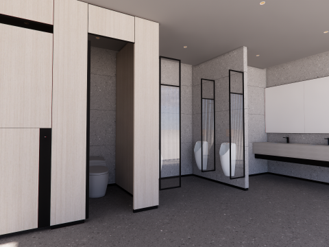 Public Bathroom Interior Scene -B7 Model 3D