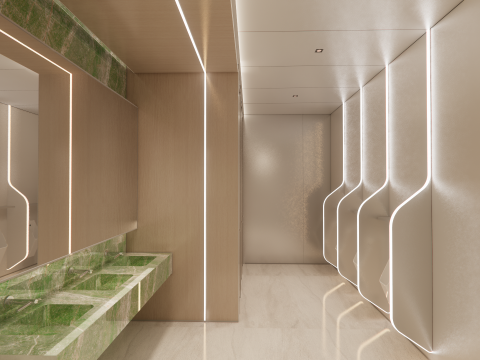 Public Bathroom Interior Scene -B7 Model 3D
