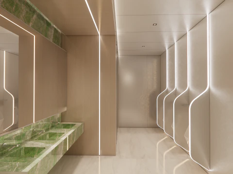 Public Bathroom Interior Scene -B7 3D Model