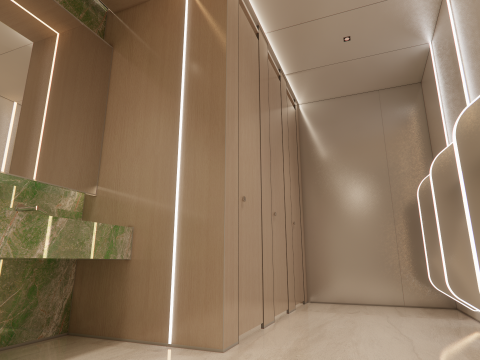 Public Bathroom Interior Scene -B7 Model 3D