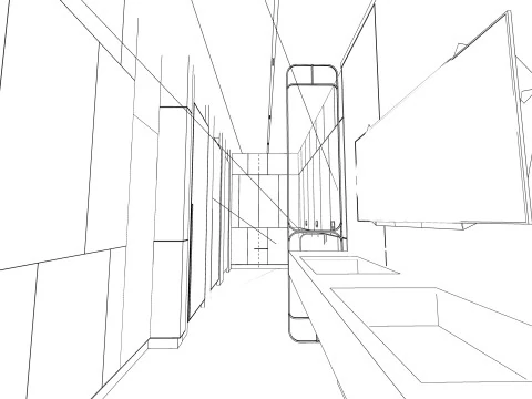 Public Bathroom Interior Scene -B7 3D Model
