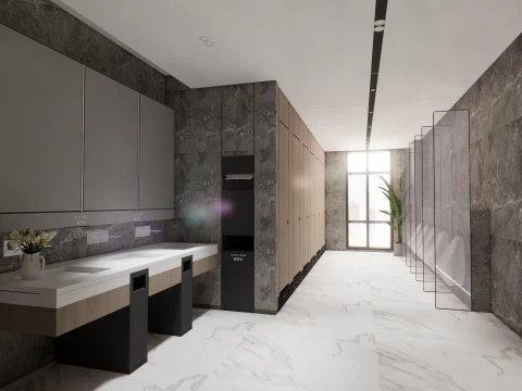 Public Bathroom Interior Scene -B8 3D Model