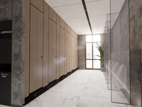 Public Bathroom Interior Scene -B8 3D Model