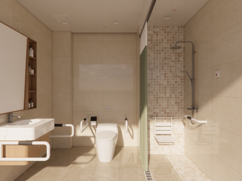 公共浴室内景-B8 3D 模型