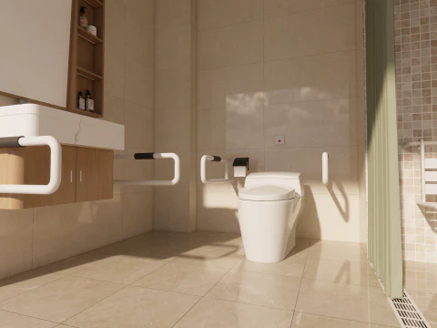 Public Bathroom Interior Scene -B8 3D Model