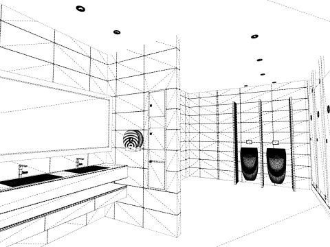 Public Bathroom Interior Scene -B8 3D Model