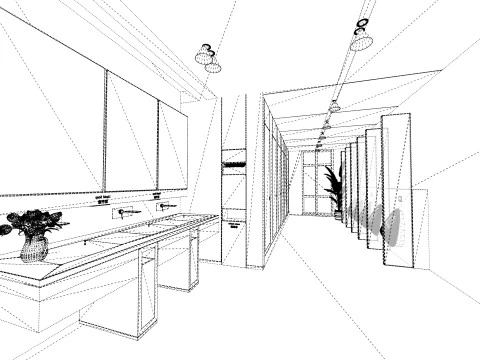 Public Bathroom Interior Scene -B8 3D Model
