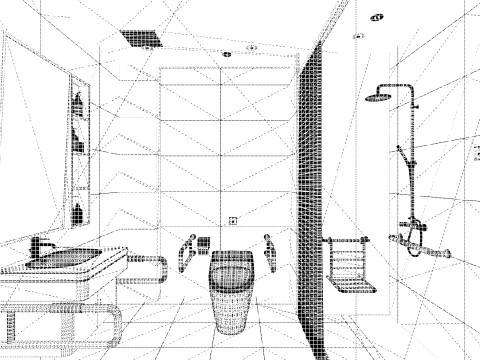 Public Bathroom Interior Scene -B8 3D Model