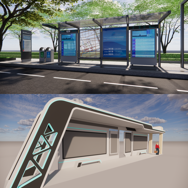 Bus Stop Collections -B3 3D 모델 .c4d .max .obj .3ds .fbx .stl .blend 