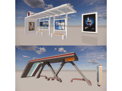 Koleksi Halte Bus -B4 Model 3D