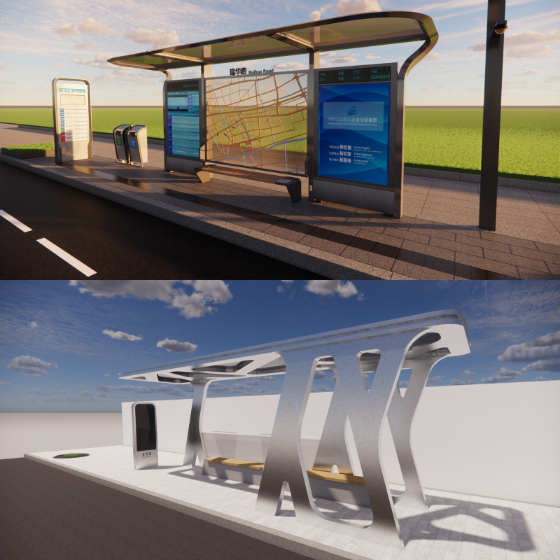 Bus Stop Collections -B7 3D 모델 .c4d .max .obj .3ds .fbx .stl .blend 