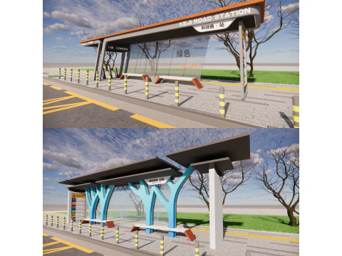 Koleksi Halte Bus -B8 Model 3D