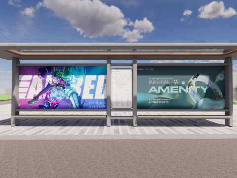 버스 정류장 컬렉션 -B9 3D 모델